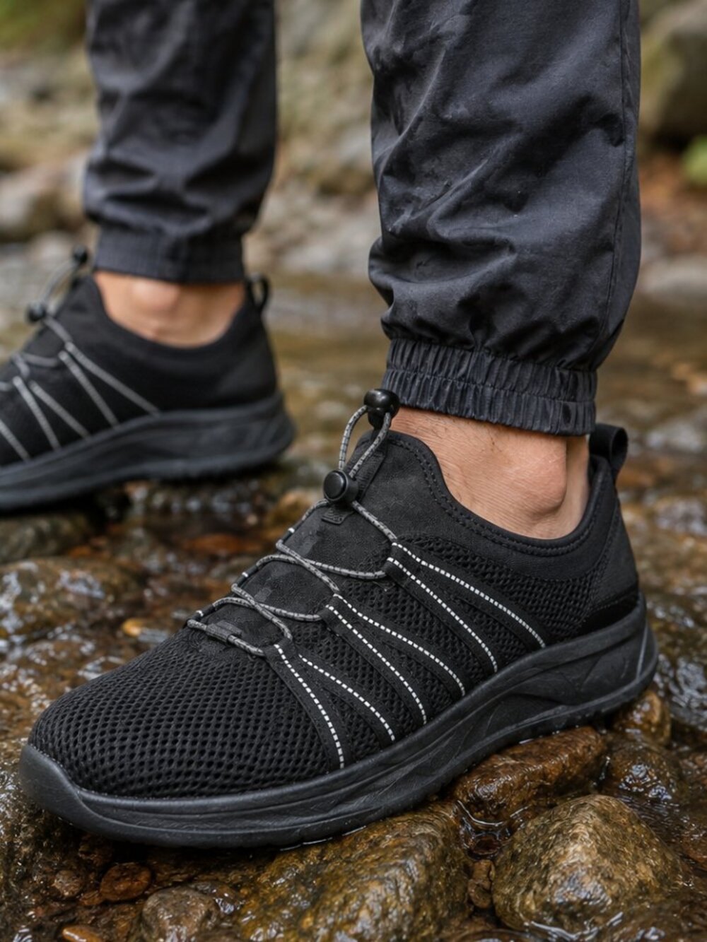 NEW All in Motion Max Black Water Shoes For Hiking Outdoor Activites Bungee Lace